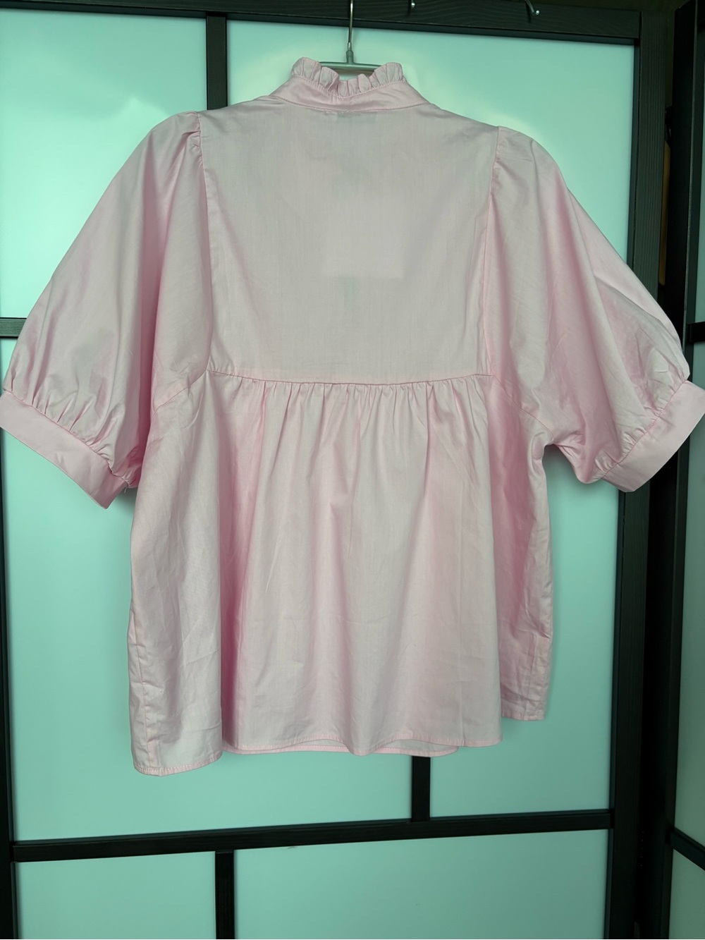 Cicy Bell NWT Light Pink Cotton Puff Sleeve Babydoll Blouse Size L - Picture 5 of 14